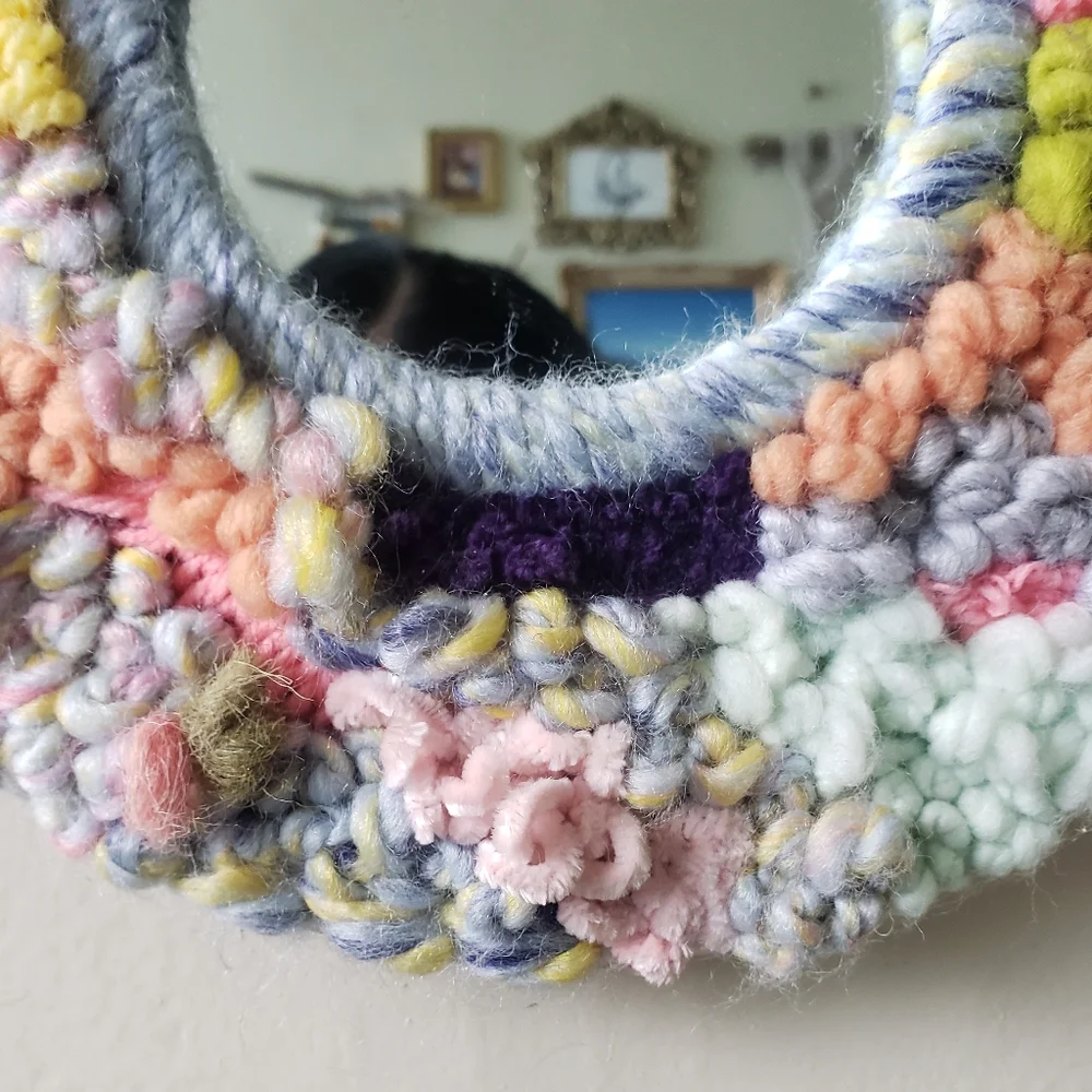 Handmade Pastel Multicolor Round Mirror